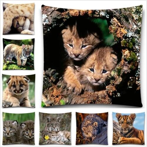 Square Pillow Case Decorative Sofa Couch Throw Cotton Polyester Pillow Cover Present 5 size Tiger Pattern Cushion Covers