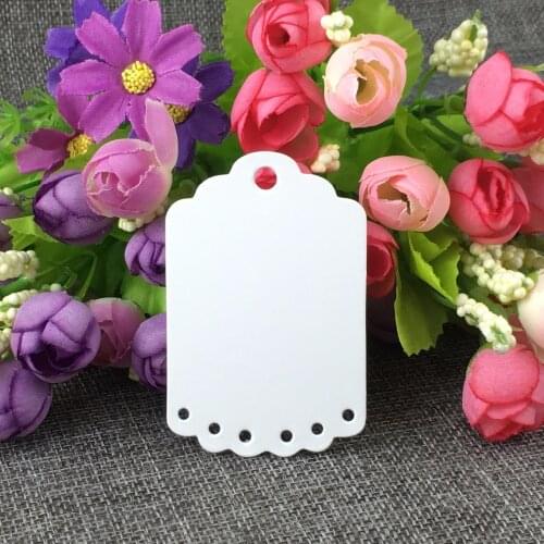 New Arrival 200PCS/Lot 7*4.5cm White Cardboard Retangle Scalloped Hang Tags Jewelry Price Tag DIY Handmade Accept Custom Logo