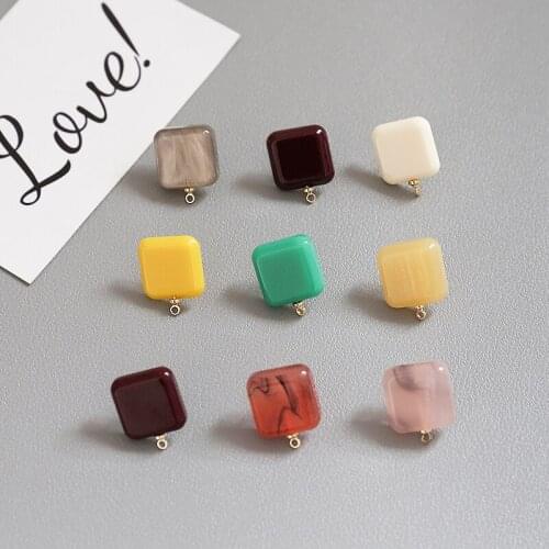 New arrived 30pcs/lot color print geometry acrylic square shape fashion women earring stud diy jewelry earring accessory