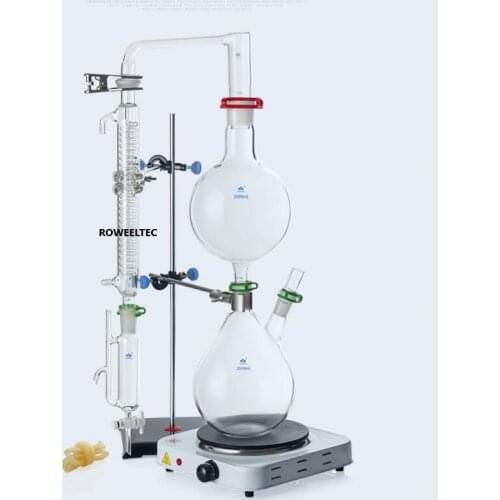 New 2000ml Lab Essential Oil Steam Distillation Apparatus Glassware Kits Water Distiller Purifier w/Hot Stove Graham CondenserH