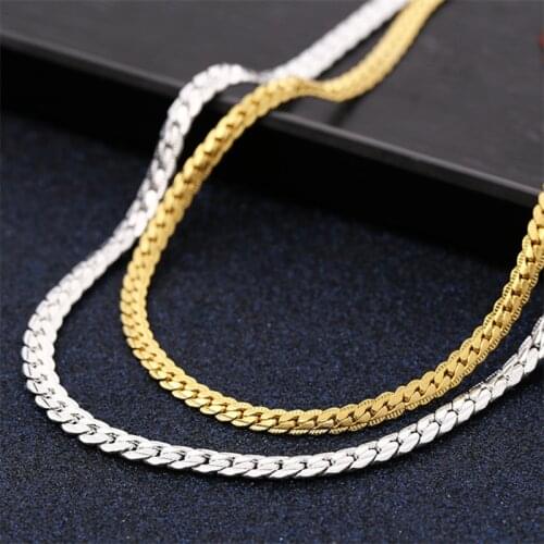 925 Sterling Silver 18K Gold 5MM Full Sideways Necklace Women Men Party Gifts Fashion Engagement Wedding Jewelry 18-24inch Jp