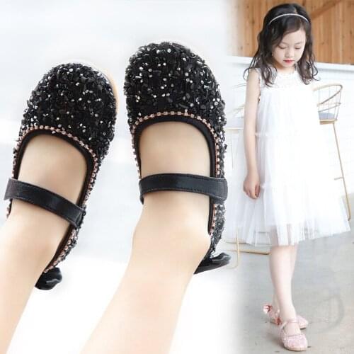 Baby Girls Party Leather Shoes For 1-6 Year Old Casual toddler Girls Princess Flats Children Kids Dress Rhinestone Shoes 2021