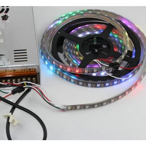 5M 5V 60Led/M programmable WS2812B RGB 5050 LED strip addressable magic color Waterproof IP67 PCB Black+SD CarController+adapter