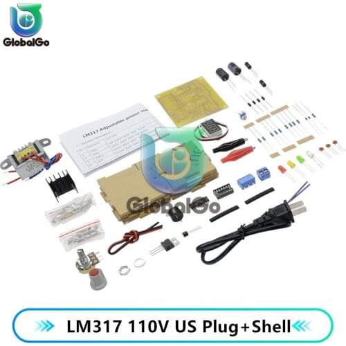 LM317 Adjustable Power Supply Kit Continuous Adjustable DC Power Supply DIY Kit 110V US Plug With case shell