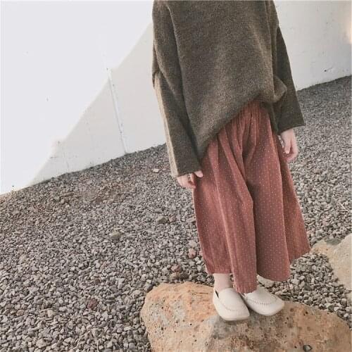 Girls pants polka dot loose wide leg pants 2019 autumn new childrens clothing 2-7 years kids leggings