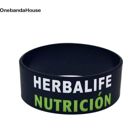 1PC 24 Hour Nutricion Silicone Wristband One Inch Wide Black