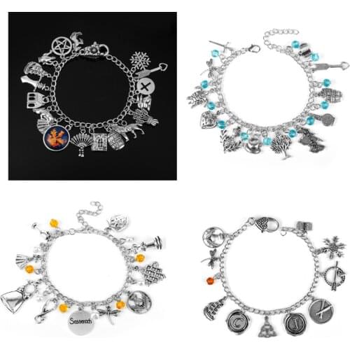 TV Series Jewelry Outlander Bracelet Women Crystal Snowflake Dragonfly Charm Pendants Bracelets Bangles Female Accessories
