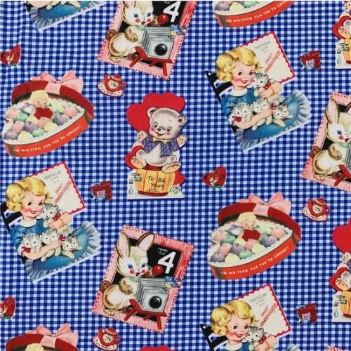 Vintage Lolita Cat doll candy box Cotton Fabric Plain cotton fabric Material Patchwork Cloth Tissue Kids Home Textile Sewing