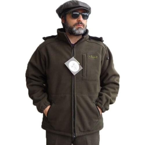 Knitted sweater golf pullover jacket hunting fleece fishing cap mens pockets