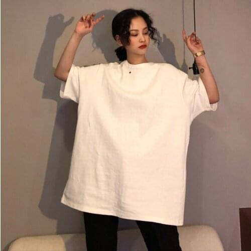 2020 Women summer oversized short sleeve t shirt Korean style clothes ladies vintage hip hop tees tops candy colors streetwear