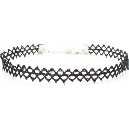 Women Lace Choker Punk Hollow Choker Fashion Sexy Black Choker Necklace Party Nightclub Choker Simple Hollow-out Design
