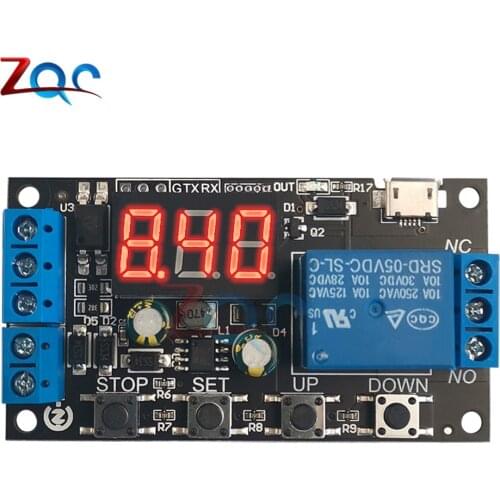 1 Channel DC 5 -30V Trigger Delay On/Off Cycle Timer Relay Switch Module with Digital LED Display Micro USB 0.1s -999min
