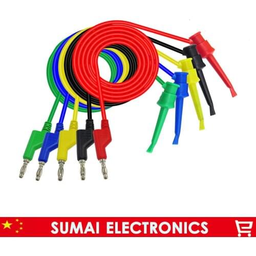 1M multimeter pen extension test hook clip with 4mm shrouded plug,flexiable silicone cable,500V/5A