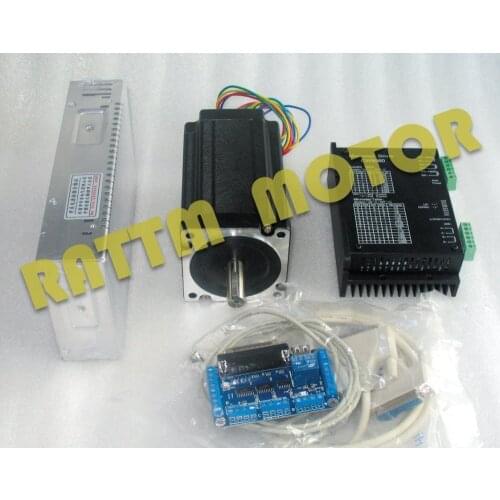 1 Axis Nema34 CNC Stepper Motor Dual shaft 154mm/ 1600oz-in/5A 12N.m & CW8060 Driver 6A/80VDC 256 Microstep & 5axis board Kit