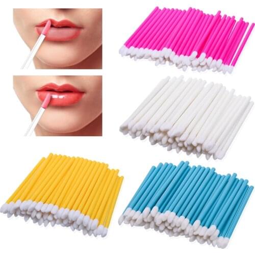 4 Color 50pcs Disposable Makeup Lip Brush Lipstick Lip Gloss Pen Cleaner Applicator Eyeshadow Lip Gloss Brushes Cosmetic Tools