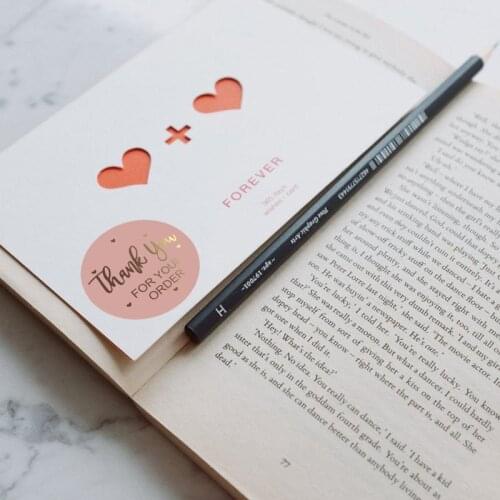 500 pcs/roll hot sale pink hot stamping thank you sticker sticker Birthday gift decoration chrismas gift