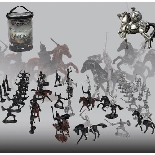 52pcs/bag Military Soldiers Model 8 War Horse 8 Cavalry 36 Infantry Sandbox Game Toy Soldier Figures Playset Model Toys For Kids