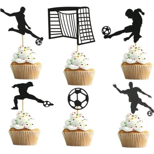 Basketball Football Cupcake Topper Sports Theme Happy Birthday Cake Flage For Kids Boy Birthday Party Cake Decoration Supplies