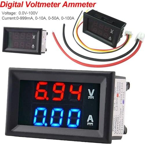 2020 New Mini Digital Voltmeter Ammeter DC 100V 10A Panel Amp Volt Voltage Current Meter Tester Detector Dual LED Display