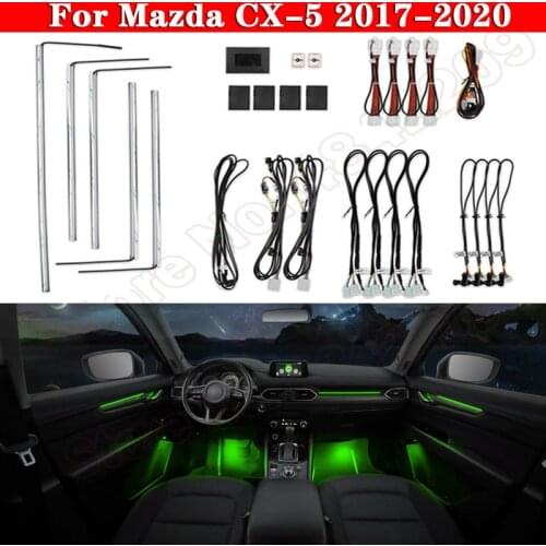 For Mazda CX-5 2017-2020 Car Ambient Light 64-Color Set Button Control Decorative Atmosphere Lamp illuminated LED strip