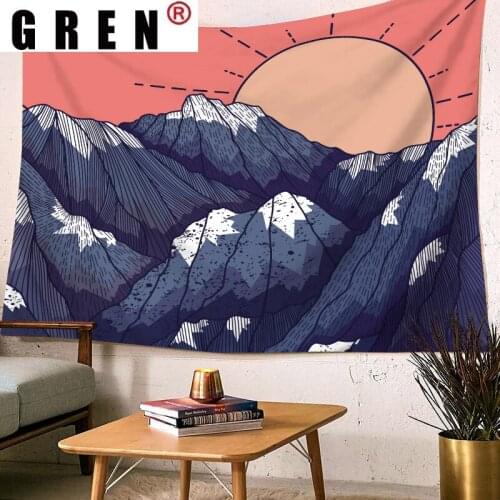 GREN Tapestry Rainbow Sun Sea Mountain Wall Hanging Covering Rugs Background Cloth Beach Mat Blanket Art Bedroom Dorm Home Decor