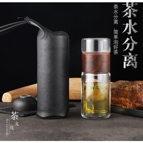 Hot Water Bottle for Tea Infuser Bottle Insulation Glass Office Teacup Transparent Insulated Glass Bottles Tea Water Separation