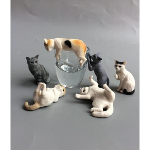 Pvc figure Genuine simulation model toy table cats 6 pcs/set