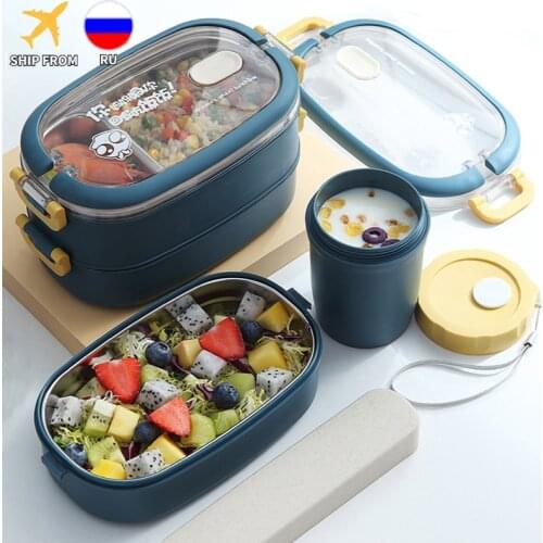 Stainless Steel Insulated Lunch Box Student School Multi-Layer Lunch Box Tableware Bento Food Container Storage Breakfast Boxes