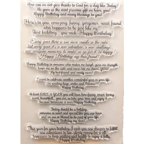 KLJUYP Slimline Inside Birthday Transparent clear stamp for DIY Scrapbooking/Card Making/Kids Christmas Fun Decoration Supplies