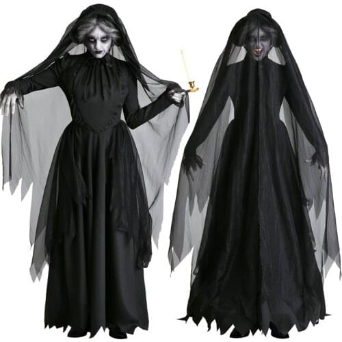 Halloween Cospaly Masquerade Long Dress Adult Halloween Fear Ghost Dark Horror Vampire Witch Dead Corpse Zombie Bride Costumes