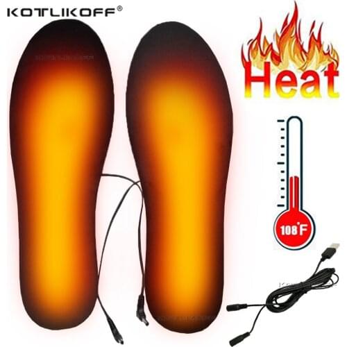 KOTLIKOFF USB Heated Shoe Insoles Feet Warm Sock Pad Mat Electrically Heating Insoles Washable Warm Thermal Winter Insole Unisex