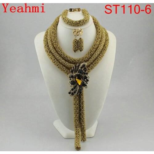 Fashion Nigerian Wedding Copper African Beads Jewelry Sets For Women Party Dubai Jewelry Set Wedding Accessories ST110-1