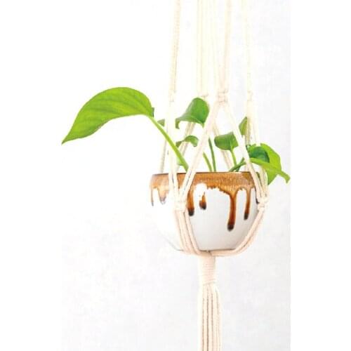 Newest Balcony Plant Lanyard Hand-Woven Flower Pot Net Bag Cotton Rope Tassel Hanging Basket Net Bag Gardening Fast Delivery