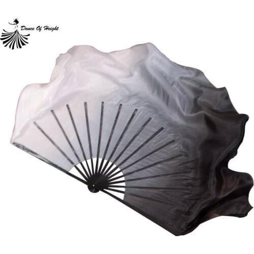 New Ink Gradient Color Design 16"-34" 1Pair 100% Silk Bamboo Long Fan Belly Dance Fan Veil Half Circle Cheap On Sale