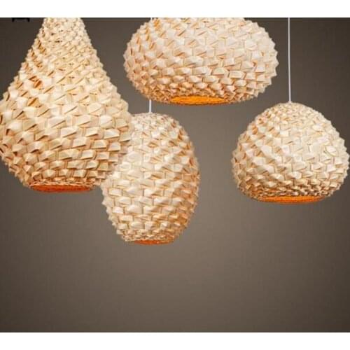 Handmade Craft Bamboo Wicker Rattan Lantern Lampshade Pendant Light Fixture Asian Japan Lamp Abajour Lighting Bar Restaurant M