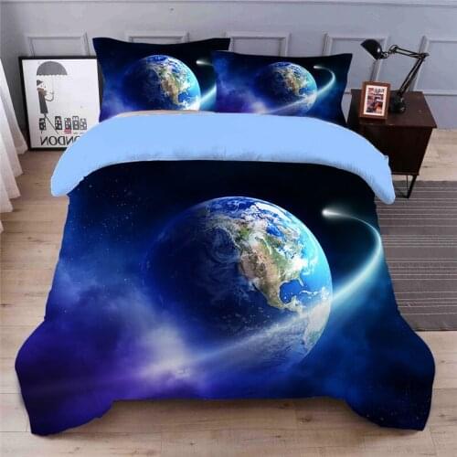 Looking at the earth ultra soft duvet bed cover bedsheet Pillowcase Twin king Queen California king Russian size Bedding set