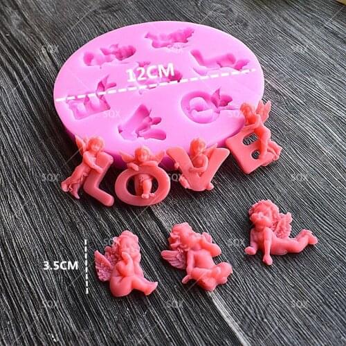 Silicone Mold LOVE Angel Baby Decorating Tools Chocolate Gumpaste Soap Mold DIY Cookies Confectionery Kitchen Bakeware SQ17223