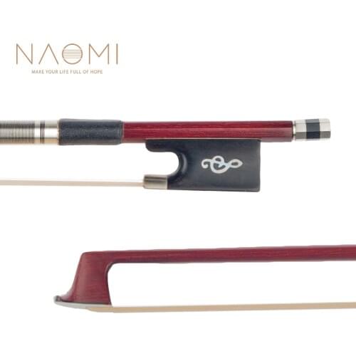 Naomi 4/4 Size Violin Fiddle Bow IPE Bow Round Stick Ebony Frog Abalone Slide White Mongolia Horsehair Durable Use