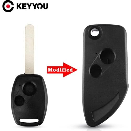 KEYYOU Replacement For Honda Accord Civic CRV Pilot CITY Jazz FR-V CR-V 2007 Flip Folding Modified Key Shell Fob 2 Buttons Case
