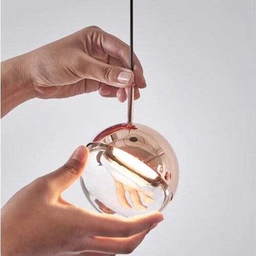 Nordic modern DIY glass round ball led pendant light lamp designer bedroom living room taiwan dora Chandelier hanging lamps
