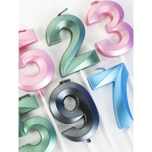 Blue Ins style 5cm Metallic color Alphabet Number Birthday wedding Candles Cake Candles Kids Party Decor ,1000pcs/lot