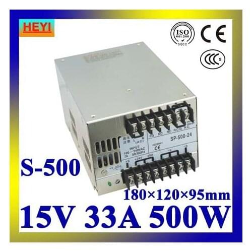 LED power supply 15V 33A 100~120V/200~240V AC input single output switching power supply 500W 15V transformer