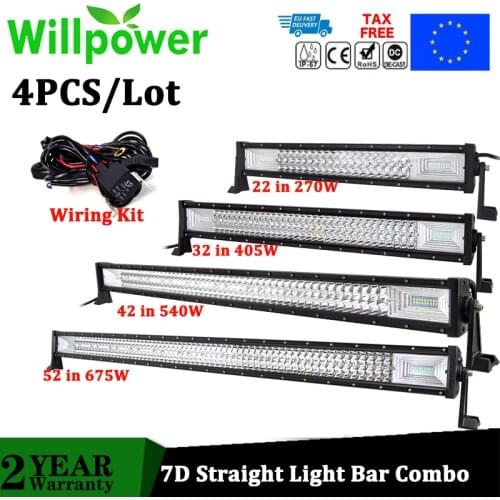 Willpower Wholesale 4PCS/Lot 22" 32" 42" 52"inch Led Light Bar Work Light 3-Row 4x4 Truck ATV Car Offroad Driving Light Bar