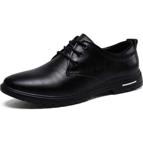 Genuine Leather Men shoes Fashion Business Casual shoes Men loafers Classic Black leather shoes men flats zapatos hombre