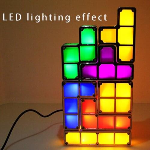 Creative Children DIY Night Light Funny Tetris Lamp Intelligence Development Toy Bar Club Atmosphere Lamp Room Decoration