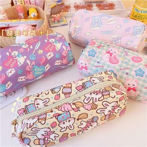 1 Pcs Kawaii Pencil Case Strawberry Rabbit Gift Estuches School Pencil Box Pencilcase Pencil Bag School Supplies Stationery