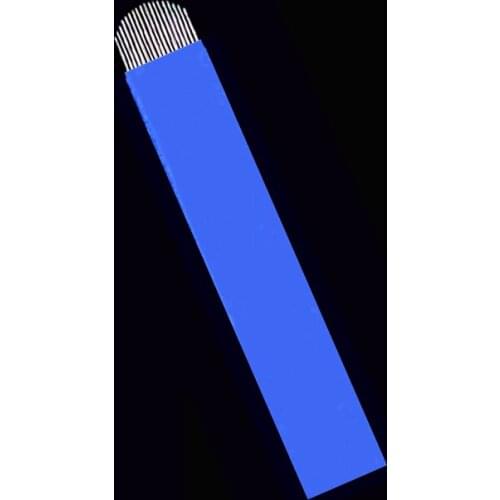 100 PCS blue 14 16 18 Pin U Shape Tattoo Needles Permanent Makeup Eyebrow Embroidery Blade For 3D Microblading Manual Tattoo Pen