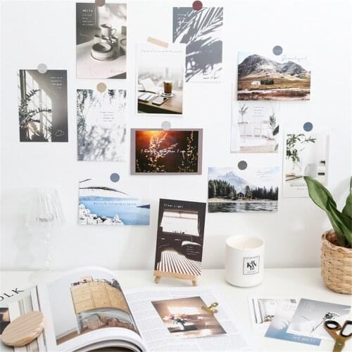 15Pcs Ins Style Nordic Landscape Nature and Life Photography Series Paper Card Stickers Walls Props Home Decoration Accessories