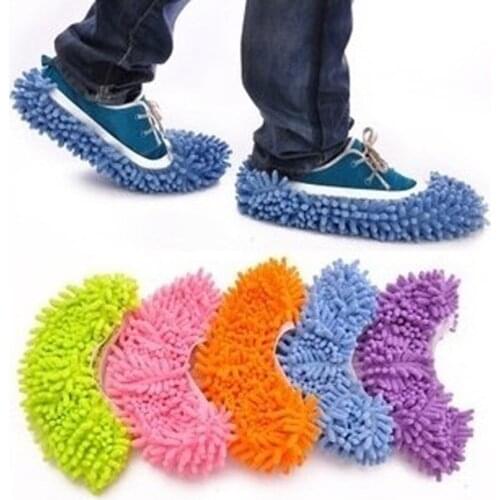 2Pcs Novetly Dust Mop Slipper House Cleaner Cover Lazy Floor Dusting Cleaning Foot Shoe Cover 5 Colors