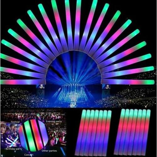 5Pcs DJ Flashing Glowing Stick Concert Party Rave LED Light Wands Foam Batons